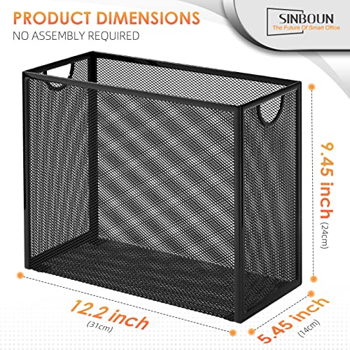 Sinboun Hanging File Organizer Letter-Size File Holder Filing Box Includes 5 Hanging Folders - Metal Mesh Magazine Letter Storage Cabinets File Cart for Office Home School, No Assembly Required - Image 3