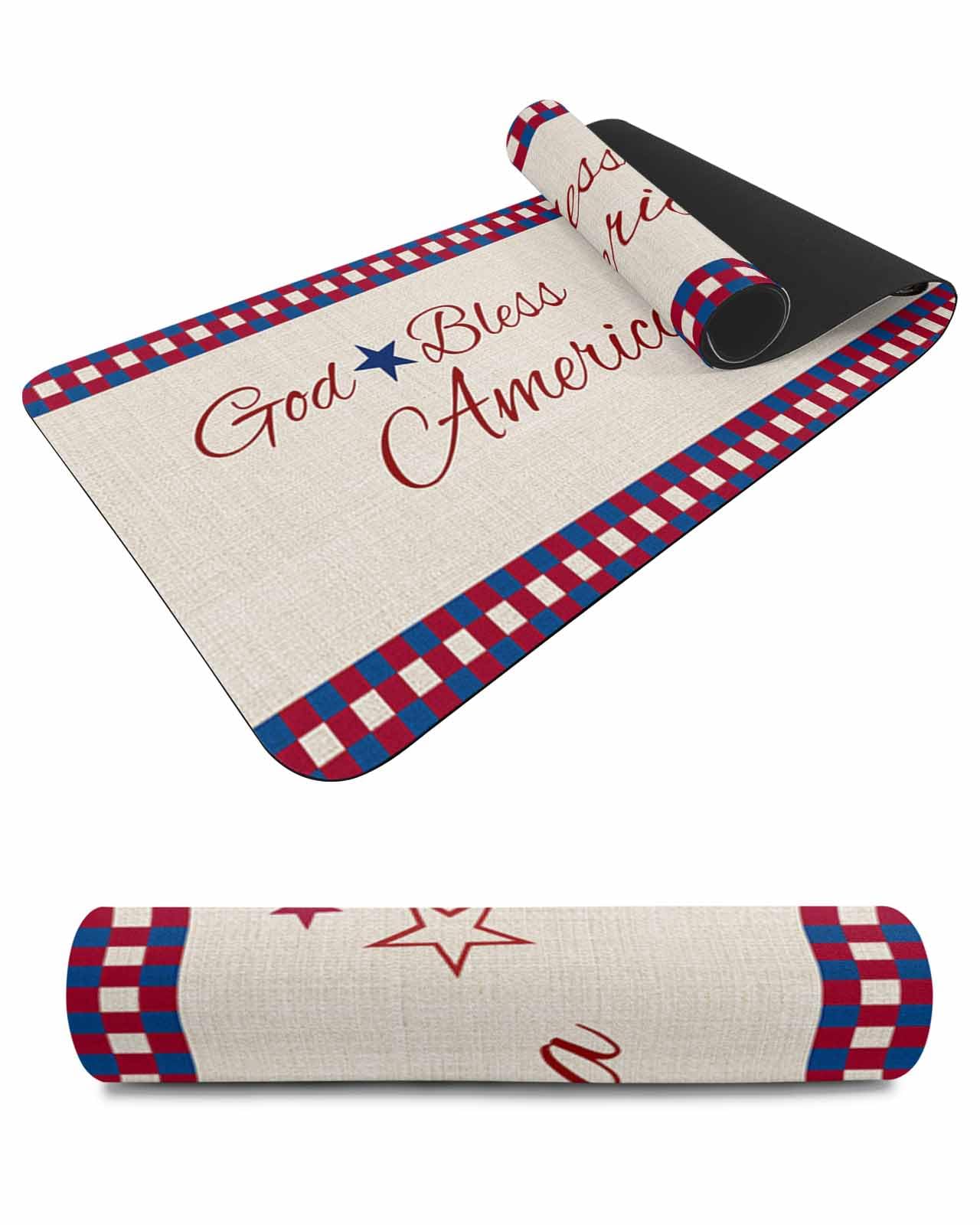 Independence Day Heat Insulation Trivet & Table Runner God Bless American Red Truck Flowers Linen Hot Dishes Mat Table Protector Hot Pots Pans Pads Waterproof Placemats for Countertops 48x12 Inch