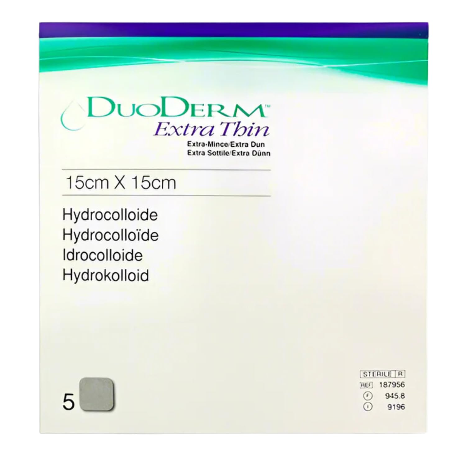 Duo Derm Extra Thin Hydrocolloid Dressing 6in x 6in (15cm x 15cm) | Wound Care Bandage for Blisters, Ulcers, & Minor Burns | Flexible & Waterproof Adhesive Patch-image-13