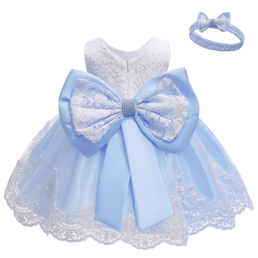 LZH Baby Girls Flower Wedding Dress Toddler Birthday Party Pageant Baptism Christening Tutu Gown Bowknot Dress — view 8