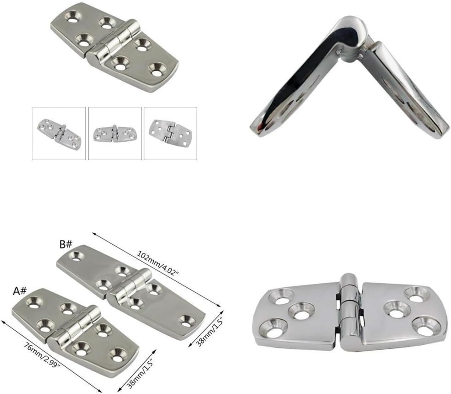 02DE Desk Marine Grade Stainless Steel Hinge for Yacht Boat Door Hinges Window Cabinet Furniture Fitting Hardware