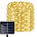 Aluvee Solar String Lights,50ft/150LED Outdoor Garden Decoration Copper Wire Christmas Lamp Wedding Party Tree Xmas Decoration Tree Xmas (Warm White)