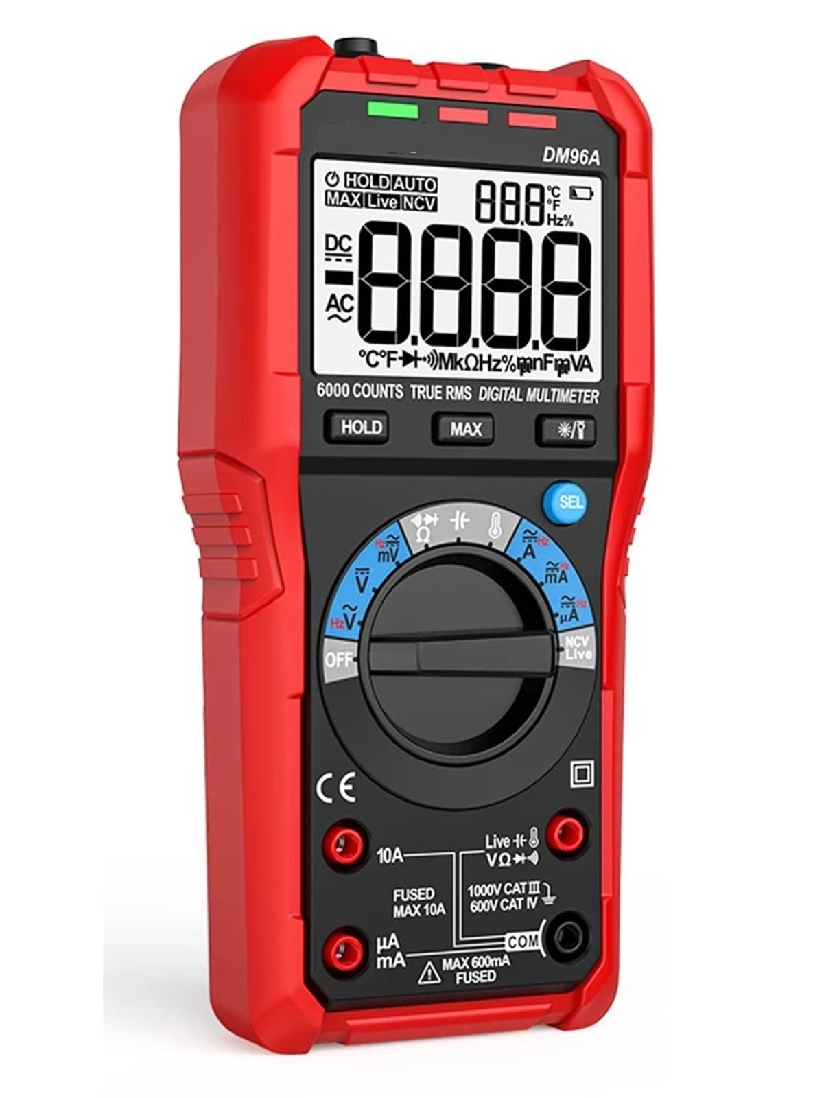 Multimetr cyfrowy, Multimetr cyfrowy inteligentny woltomierz AC DC napięcie prądu wielofunkcyjny tester automatyczny zakres 6000 zliczeń LCD NCV Firewire kondensator Wszechstronne możliwości pomiarowe