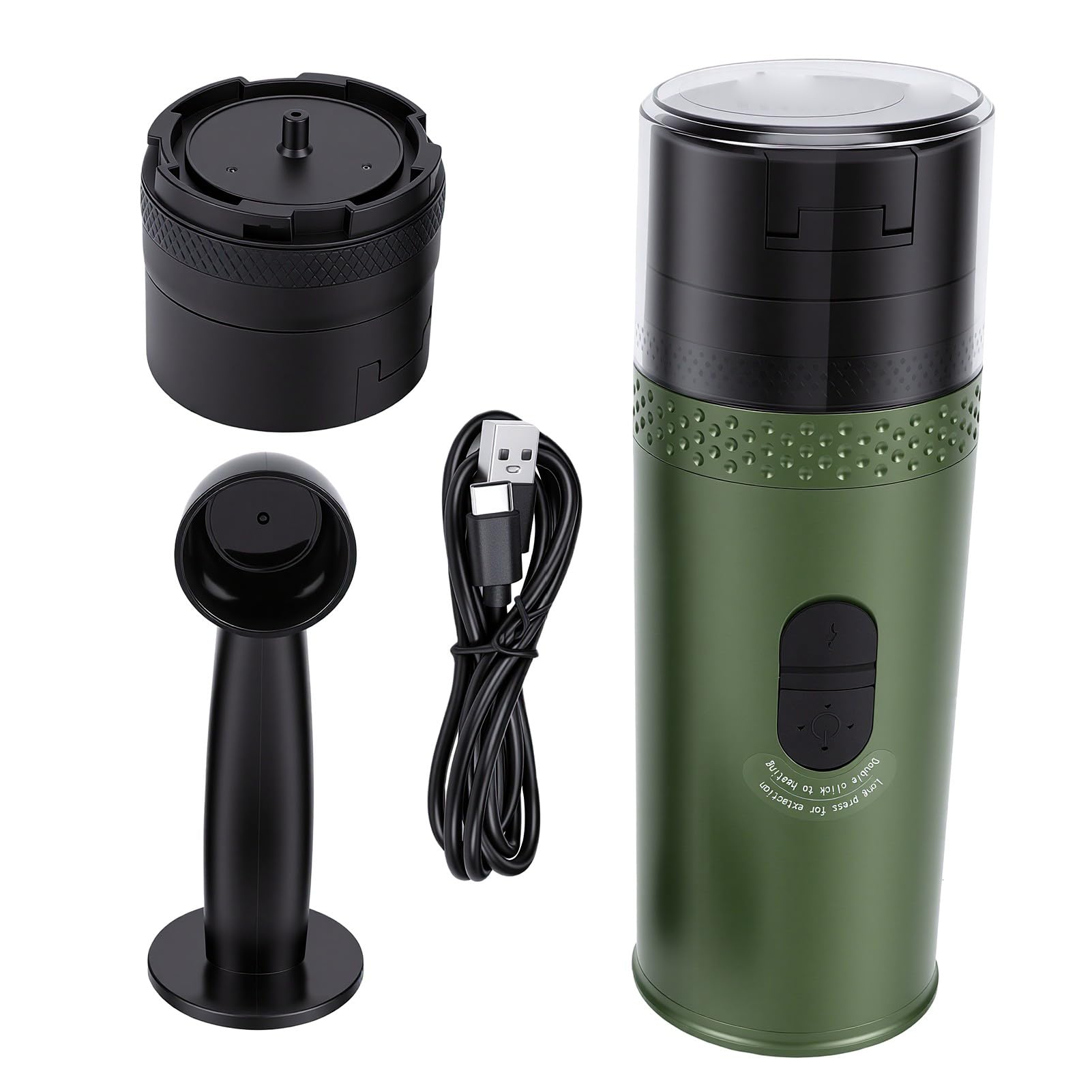 Naroote Tragbare Kapsel-Kaffeemaschine mit 20 bar Druck und Selbstheizung | 50 ml in 3–4 Minuten, Speicher mit 7800 mAh und Autoladegerät, für Gemahlenen Kaffee oder Kapseln Geeignet, Edelstahl