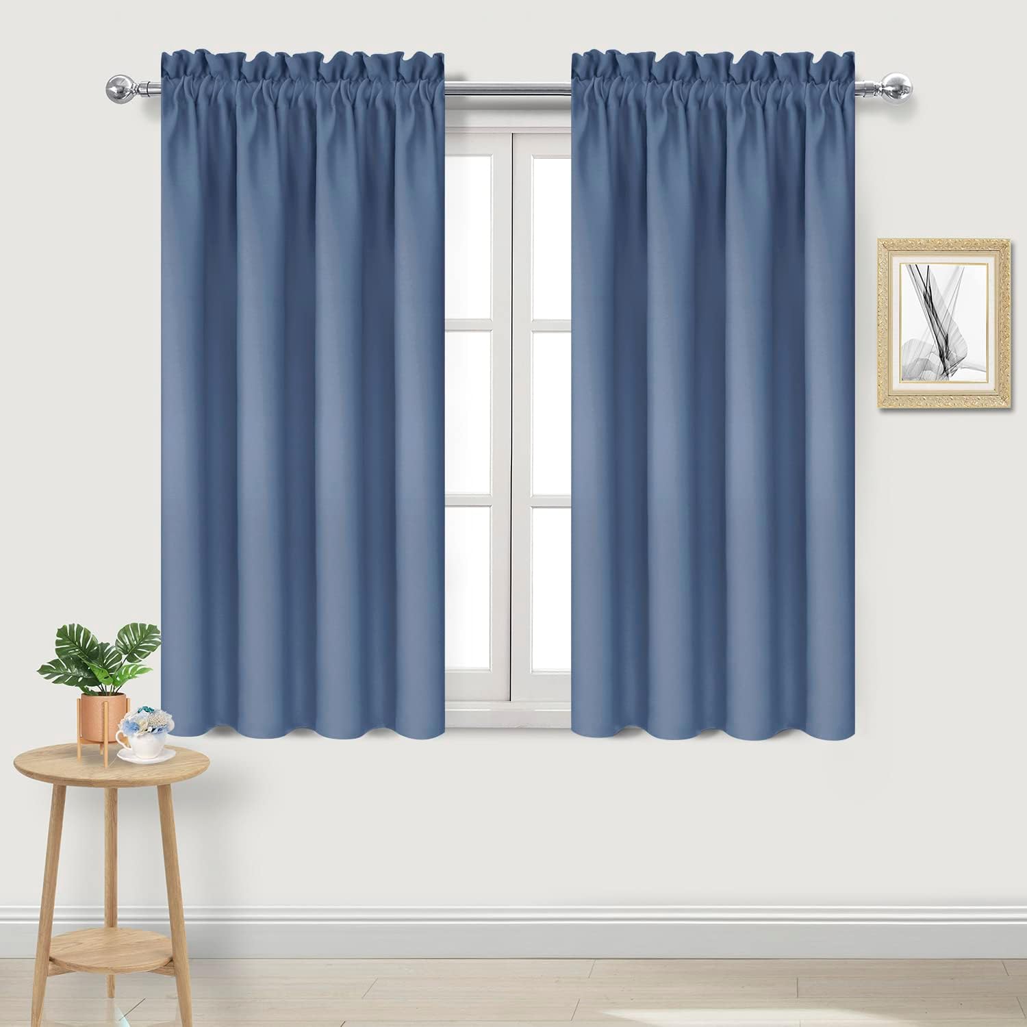 DWCN Blackout Curtains – Thermal Insulated, Energy Saving & Noise Reducing Bedroom and Living Room Curtains, Dusty Blue, W 42x L 54 Inch, Set of 2 Rod Pocket Curtain Panels 42"W x 54"L (Pack of 2) Dusty Blue