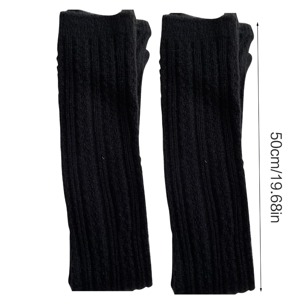 Japanese Mohair Knitted Leg Warmer Women Winter Wheat Textured Solid Color Stretchy Foot Long Socks