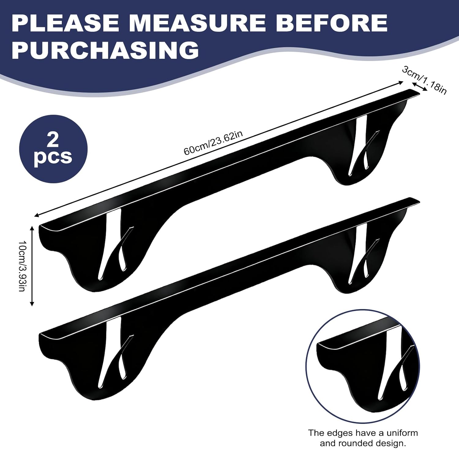 Upgrade 316 Stainless Steel Stove Gap Covers (2 Pack, 23.4”, Black), Heat-Resistant Stove Gap Filler for Kitchen Counter and Stovetop, Range Trim Kit Oven Gap Guard Between Stove and Counter