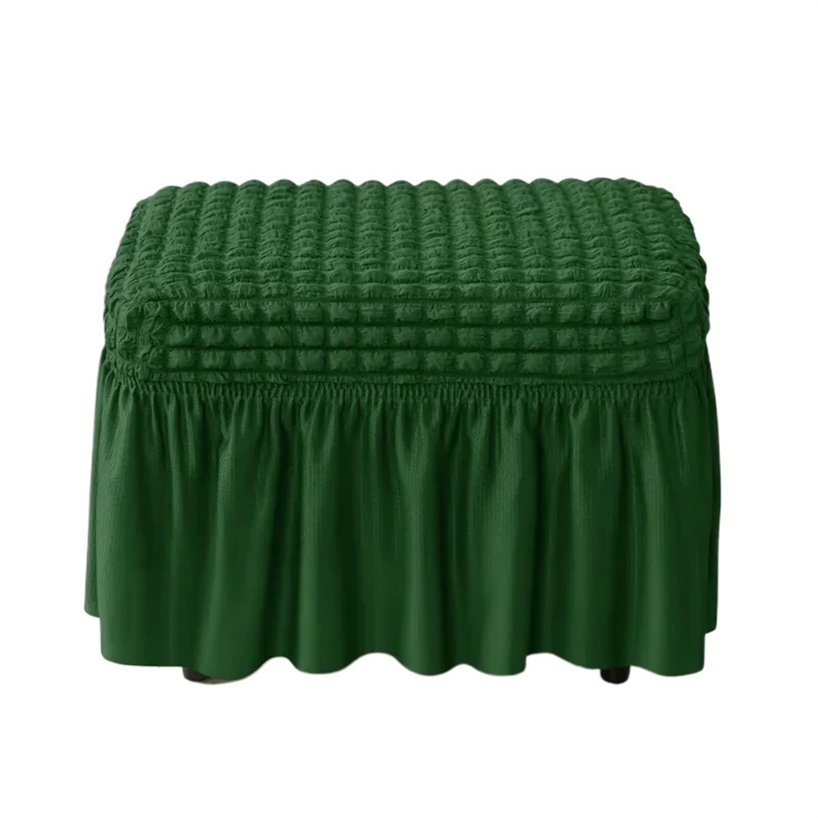 YXINAER Foot Stool Cover Plaid Ottoman Cover with Skirt Stretch Solid Color(B13 Footstool Cover)