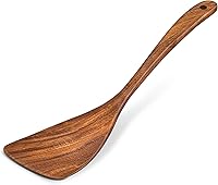Vista 1 de Espátula de madera para cocinar, espátulas planas de madera de acacia, espátula con mango largo para sartenes antiadherentes, sin arañazos