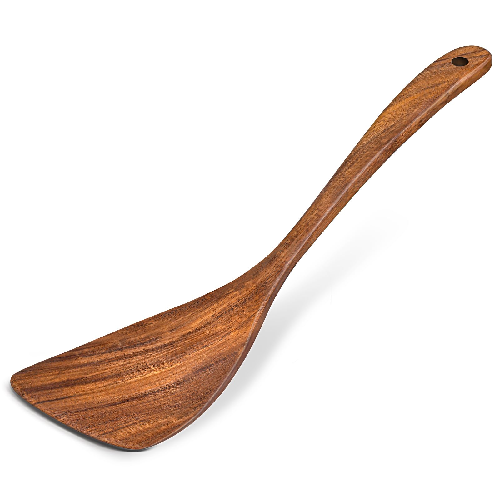 Wooden Spatula for Cooking, Acacia Wood Flat Frying Spatulas, Long Handle Spatula Turner for Non Stick Pans, Non-Scratch, Wooden Kitchen Utensils for