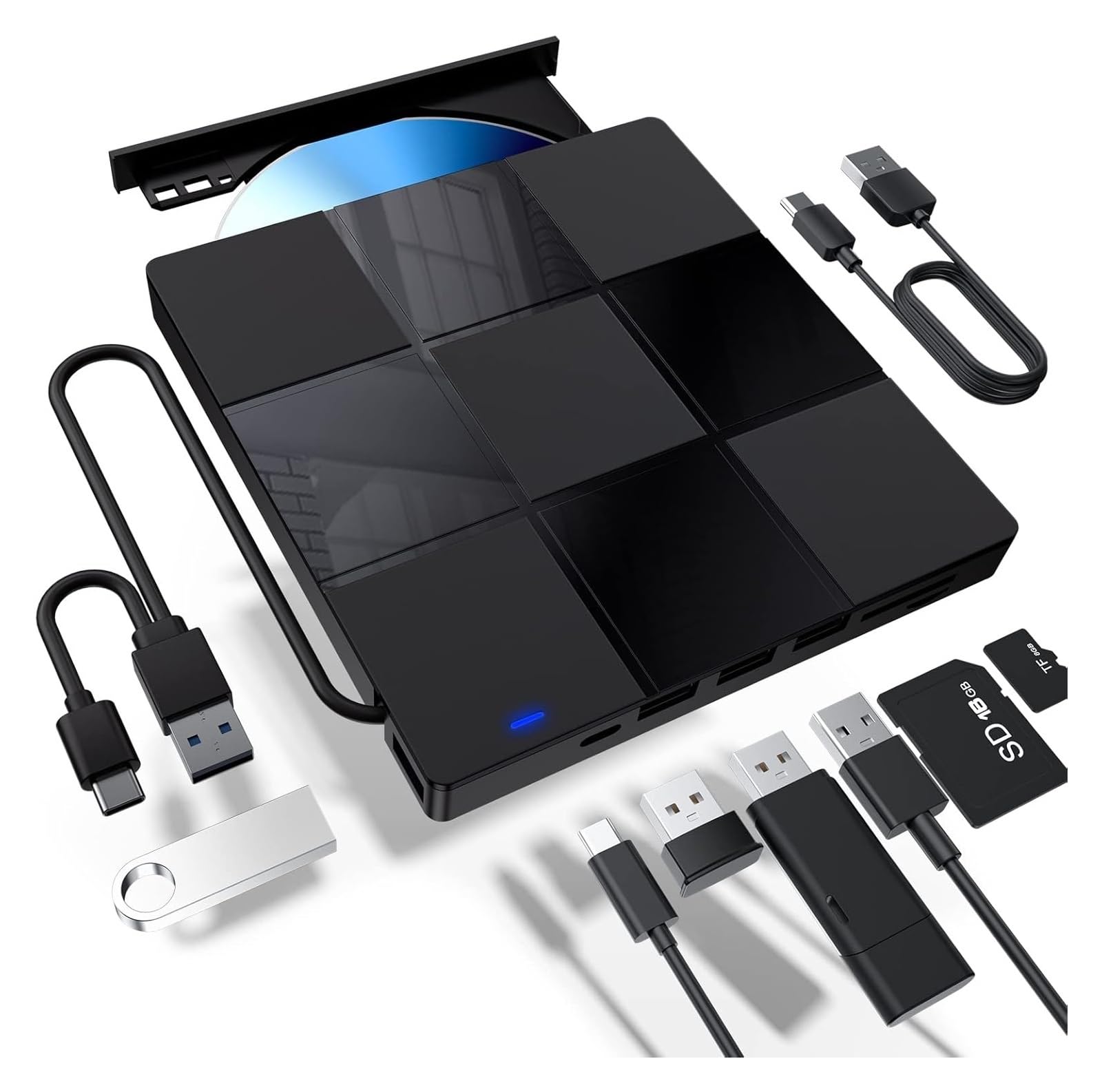 Dcdcd Nero Usb3.0 Ultra-Slim Portable External Dvd Cd +/-Rw Burner Reader Drive Usb-C Dual Interface