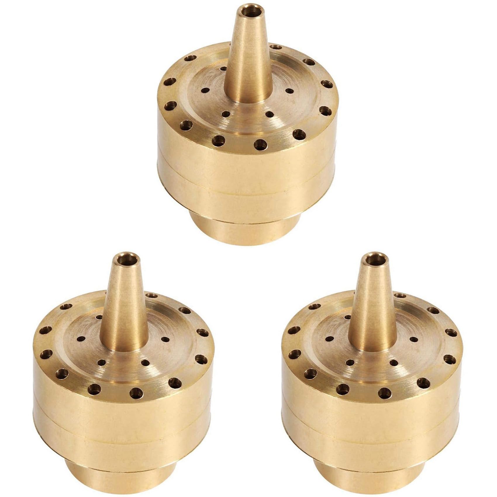 Hndhbfgrt 3X Fountain Nozzle Heads,Brass Column Multi Direction Jet Pond Fountain Water Sprinkler Head Garden(3/4 Inch)