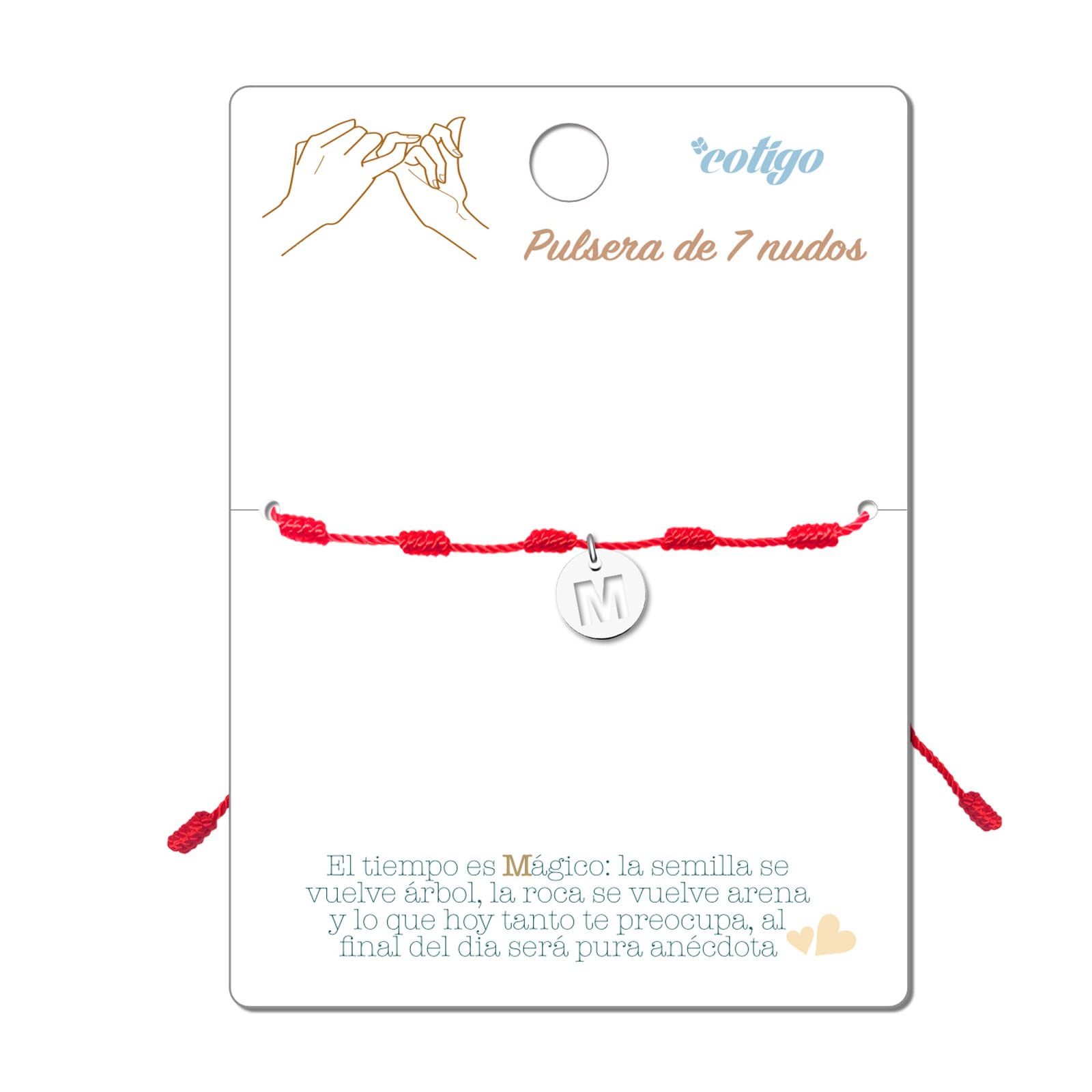 cotigo Pulsera 7 Nudos Roja con Letra Inicial A-Z Acero Inoxidable-Amuletos de la Suerte y Proteccion-Pulsera Mal de Ojo-Pulsera Hilo Rojo para Parejas Amistad Mujer