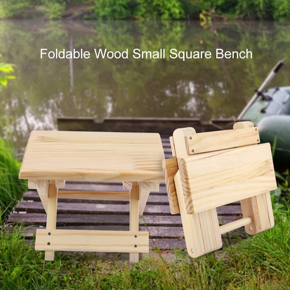 Acouto Small solid wood folding bench, square square solid wood folding