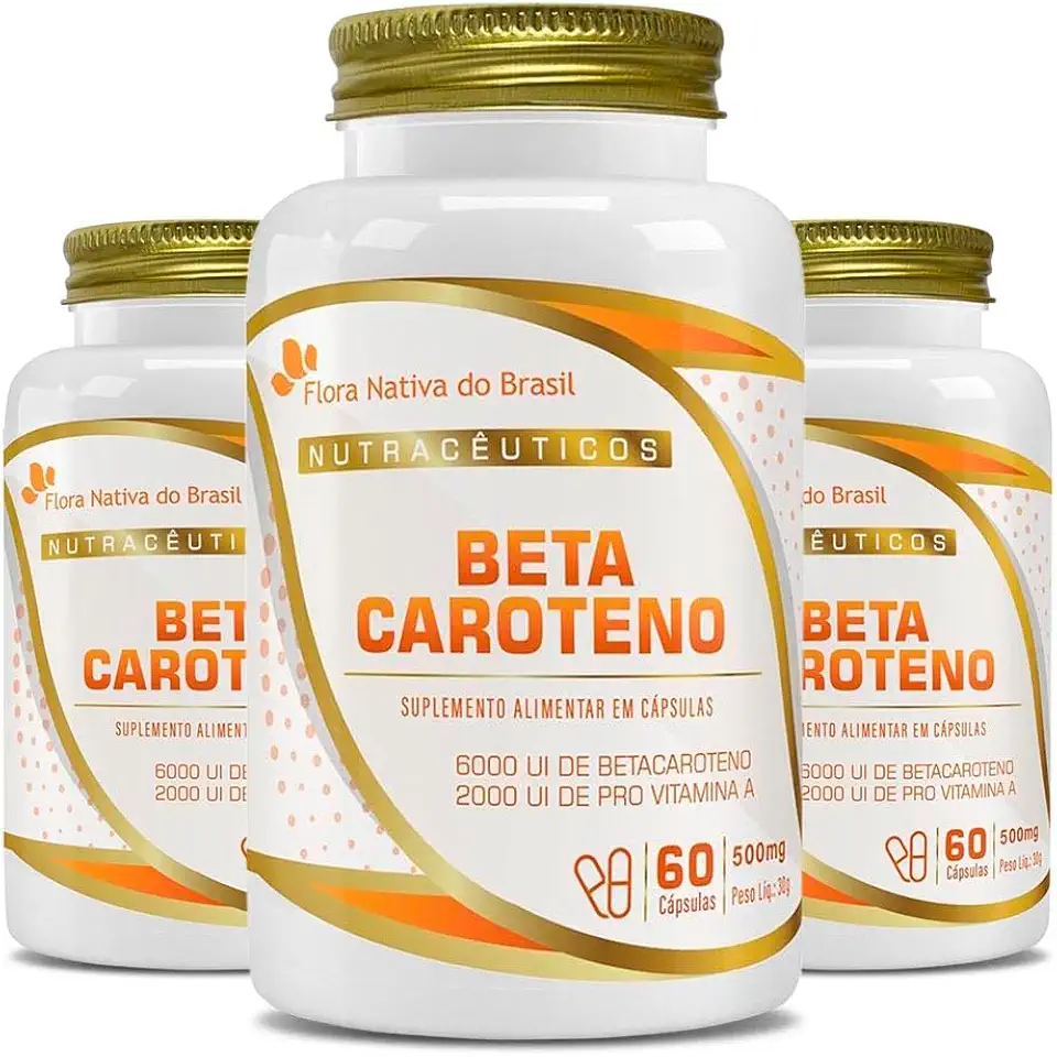 Kit Beta Caroteno (Pro-Vitamina A 2000UI) 3x 60 Capsulas - Flora Nativa