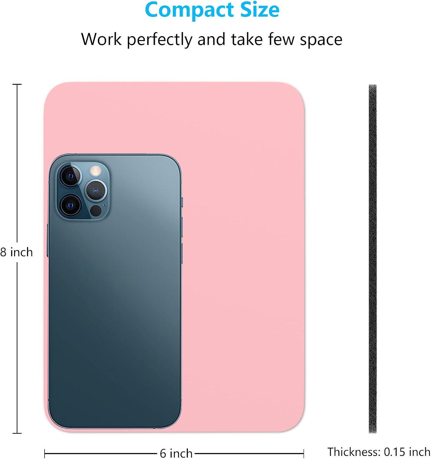 Dapesuom Small Mouse Pad, 6 x 8 Inch Thick Rubber Premium-Textured Non-Slip Portable & Washable Mini Mouse Mat for Women Men Wireless Laptops Keyboard Tray Gaming Work Computer Office Travel, Pink image 2