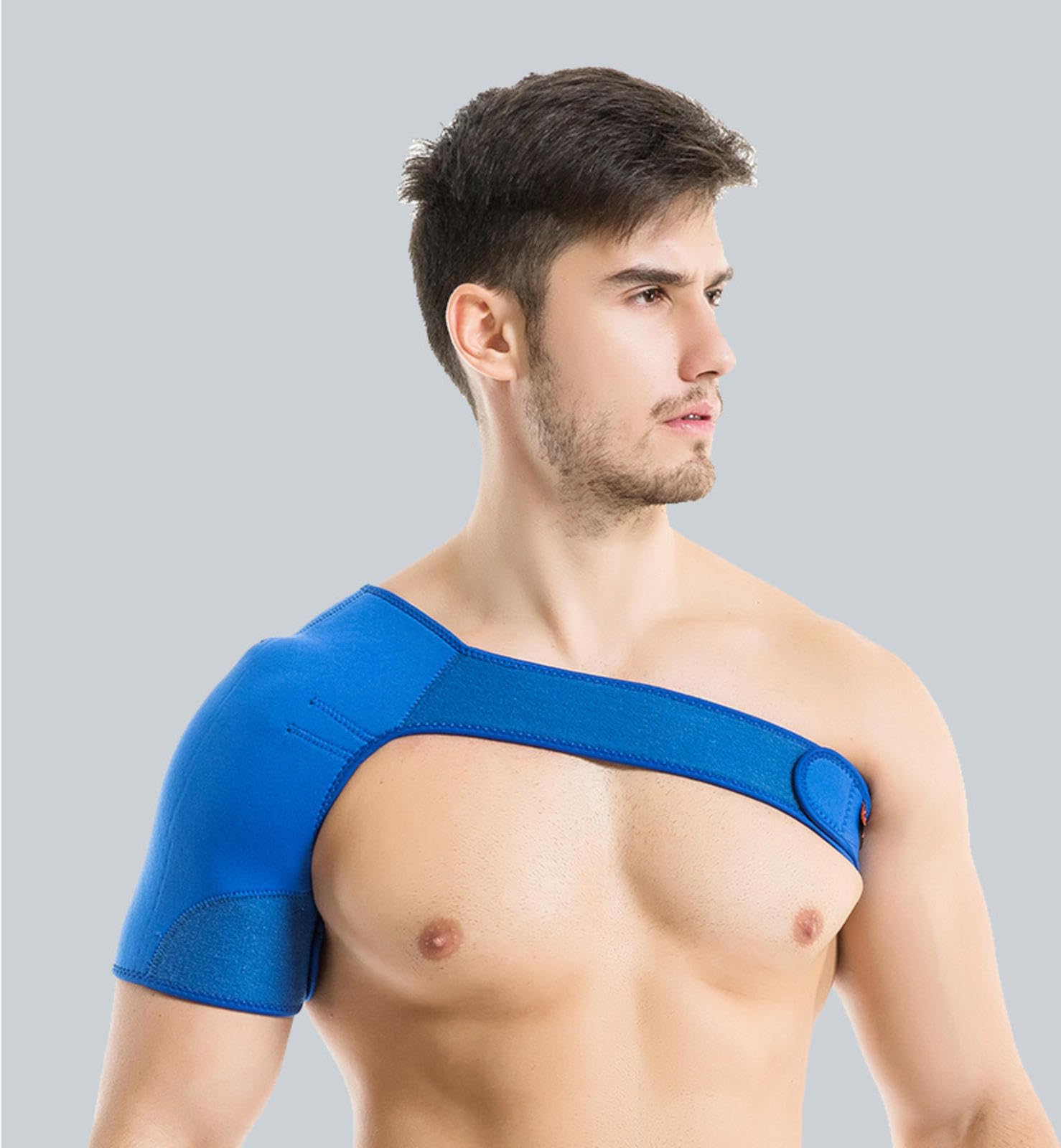 NIBHZ Tutore per Spalla di Recupero per Uomini e Donne, Tutore di Supporto per La Stabilità della Spalla, Fascia per Maniche Regolabile, Sollievo per Lesioni,Blue-Left