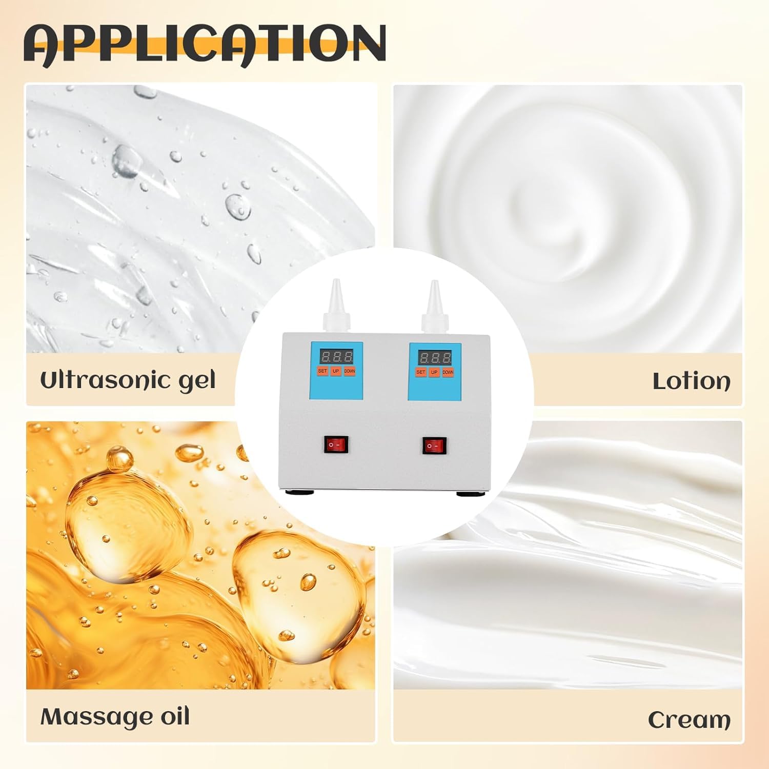 Calentador De Gel por Ultrasonido, Calentador De Gel De 2 Agujeros, 20-55 ℃ Agente De Acoplamiento Calentador De Temperatura Constante, Pantalla Digital LED, Control Independiente
