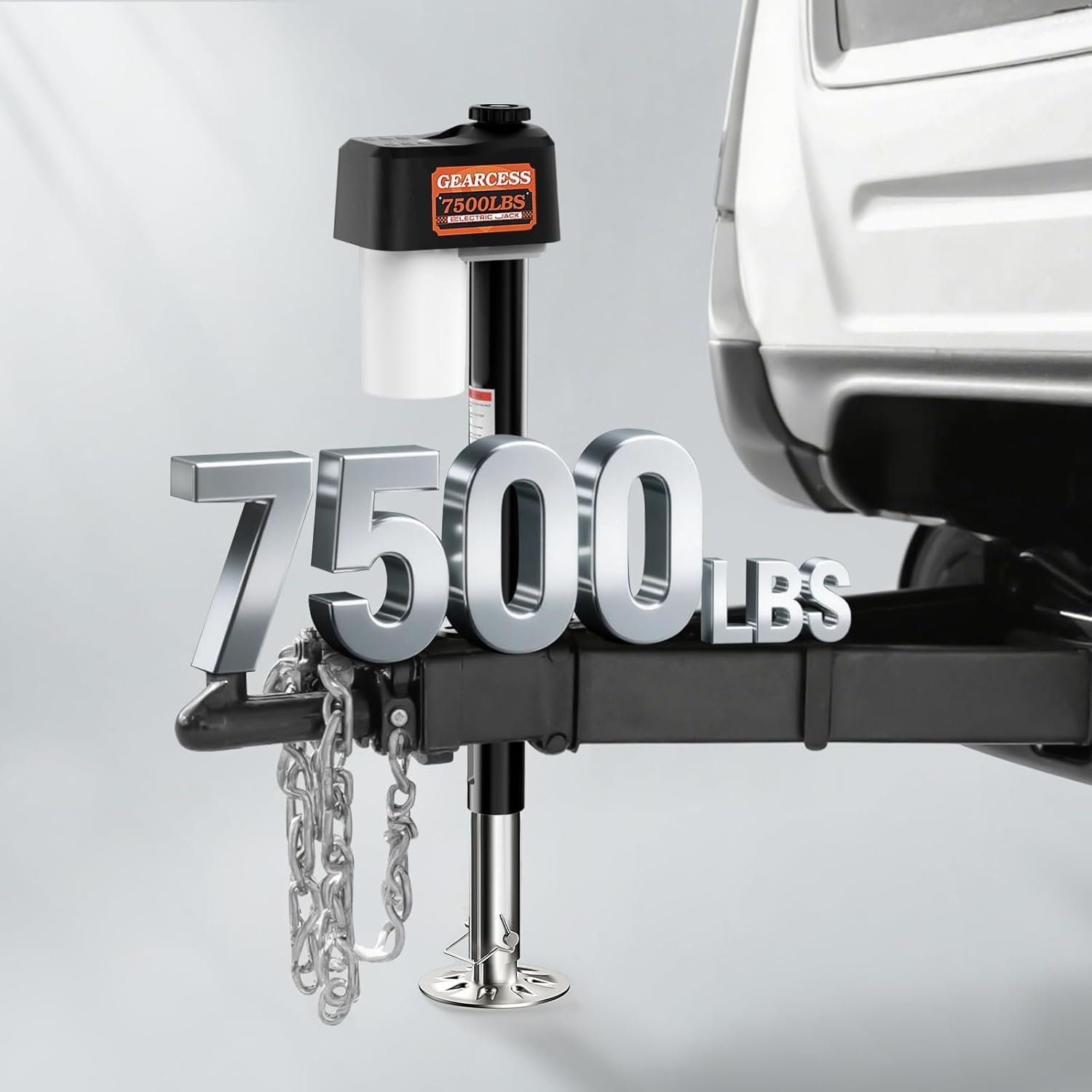 7500LBS Electric Trailer Jack Kit with 2pcs Remote Control & Waterproof Cover, RV Electric Tongue Jack with Built-in Spirit Level for Travel Trailer, 10.24-33.46 Inch Extended,IP65 Waterproof Buttons