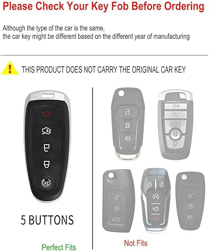Miniatura 2 de Funda para llavero Ford, carcasa de metal, llavero inteligente compatible con C-Max Edge Explorer Escape Expedition Focus Flex Taurus Lincoln MKX