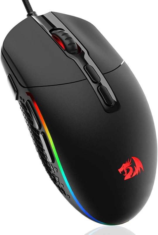 Redragon M719 Invader Ratón óptico para juegos con cable, 7 botones programables, retroiluminación RGB, 10.000 DPI, ratón ergonómico para juegos de computadora con botón de disparo