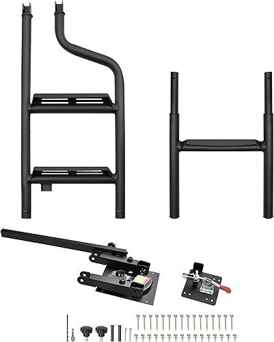 Miniatura 9 de Escalera plegable de 45 pulgadas para puerta trasera de camioneta con asa de agarre, giratoria de 360, resistente, universal, plegable, con