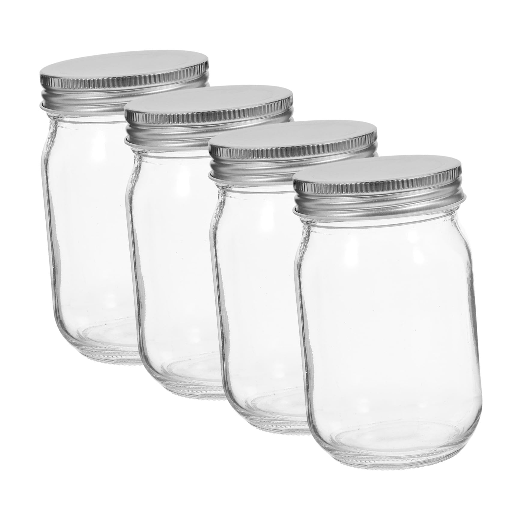 ULTECHNOVO Mason Jar Trasparente 380ml in Vetro, Bocca Larga, 4 Pezzi