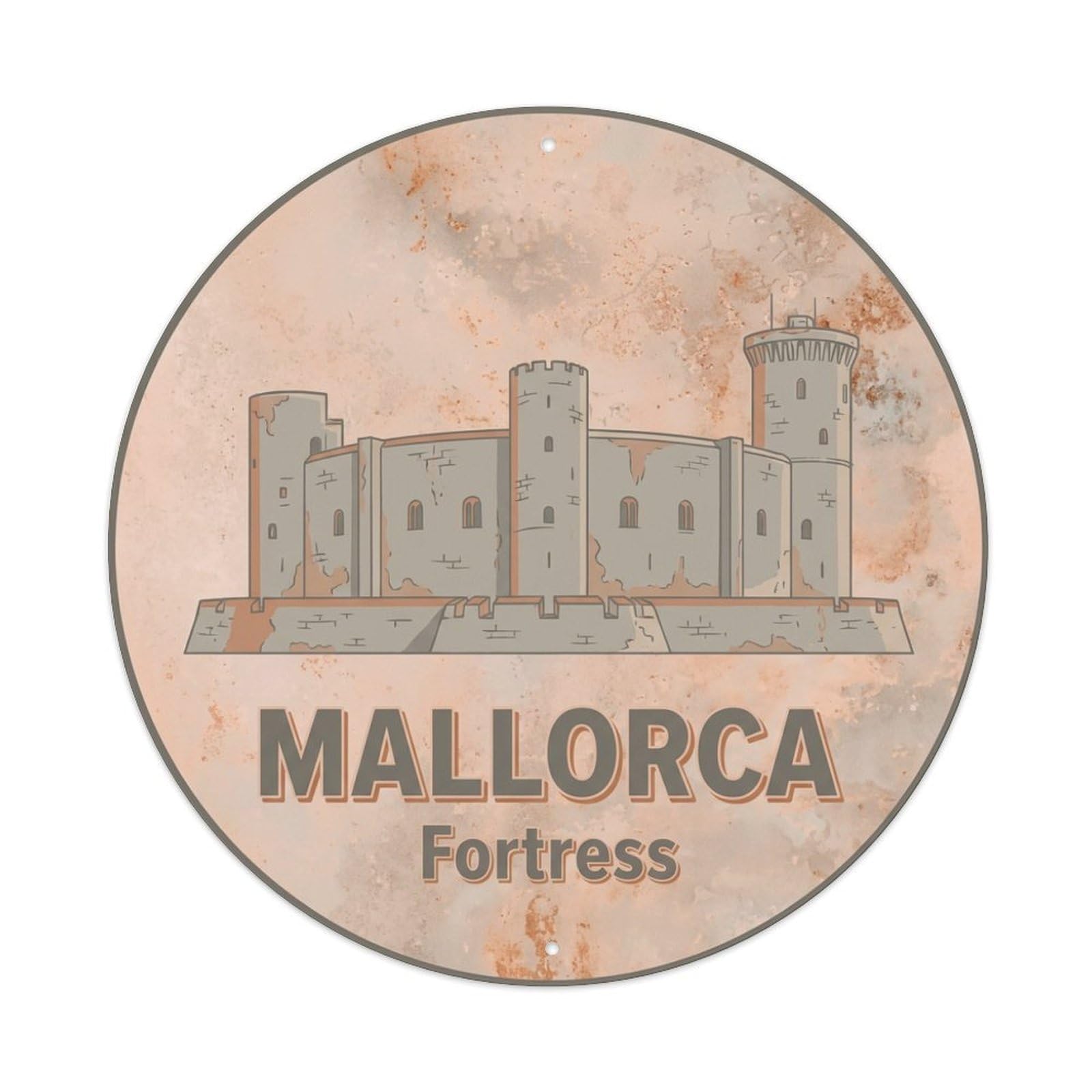 Fyrn Style Metal Tin Sign Vintage Travel Mallorca Spain Castle