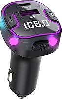 Alanph Bluetooth 5.3 FM Transmitter Car Adapter: PD/QC3.0 Fast Charging, Hands-Free Calls, USB Music Playback & RGB Lights
