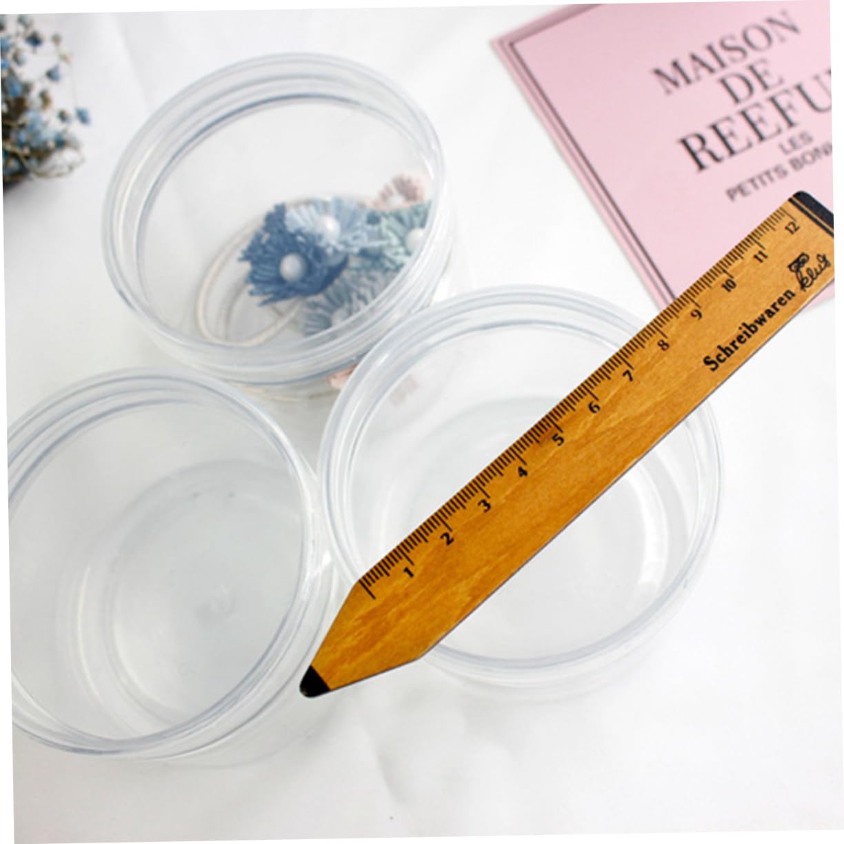 KOMBIUDA 5pcs Plastic Storage Jars Hair Accessories Organizer Lid Jewelry Box for Bathroom