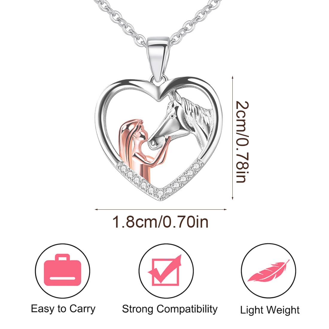 Collana Pendente Cuore in Argento, Collana Cavallo