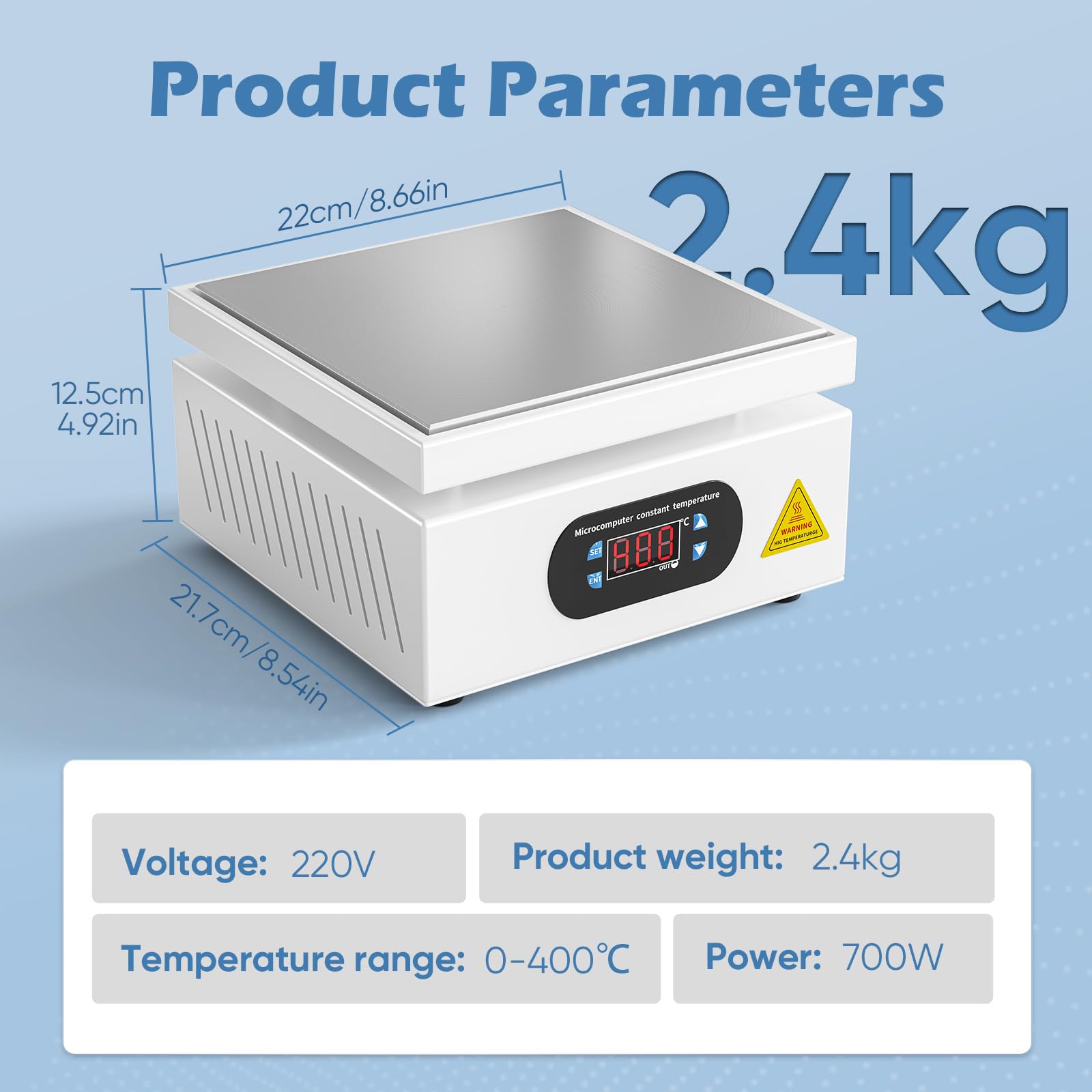 Kidken Stacja lutownicza płyta grzewcza 700W cyfrowa LCD 0-400°C 200x200mm
