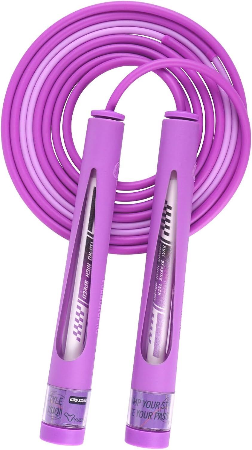YUEDONG Kids Jump Rope, Pro Speed Skipping Rope for Kids – Smooth Dual Bearing Tangle-Free, Two-Section Design, 1-Second Auto-Lock Adjust, Thumb Groove Handles & Name Tag for Recess Gym Class & Active Play