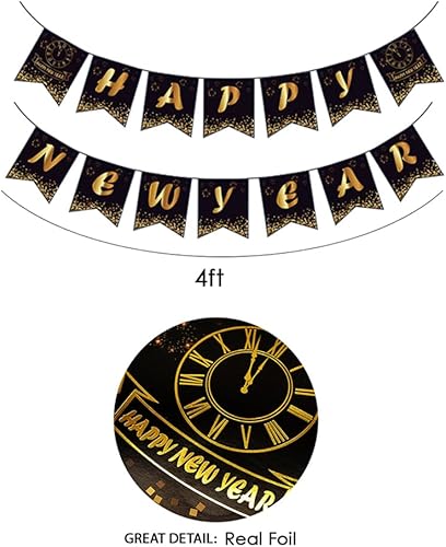 Miniatura 7 de Suministros para fiesta de Año Nuevo 2024  Paquete de decoraciones de fiesta de Año Nuevo que incluye globos, remolinos colgantes, soplos, borlas de