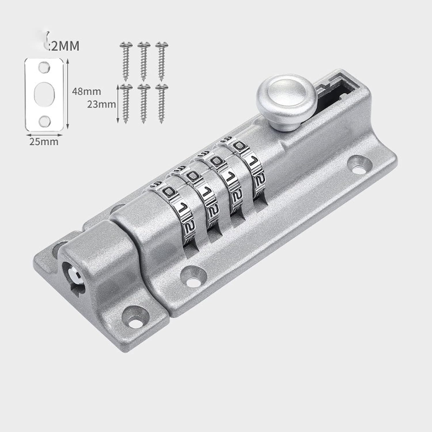 Door Locks and Latches Zinc Alloy Password Lock Black Silver Bolt Security Door Latch Combination Digit Padlock Outdoor Home Wood Gate Hardware(Silver)