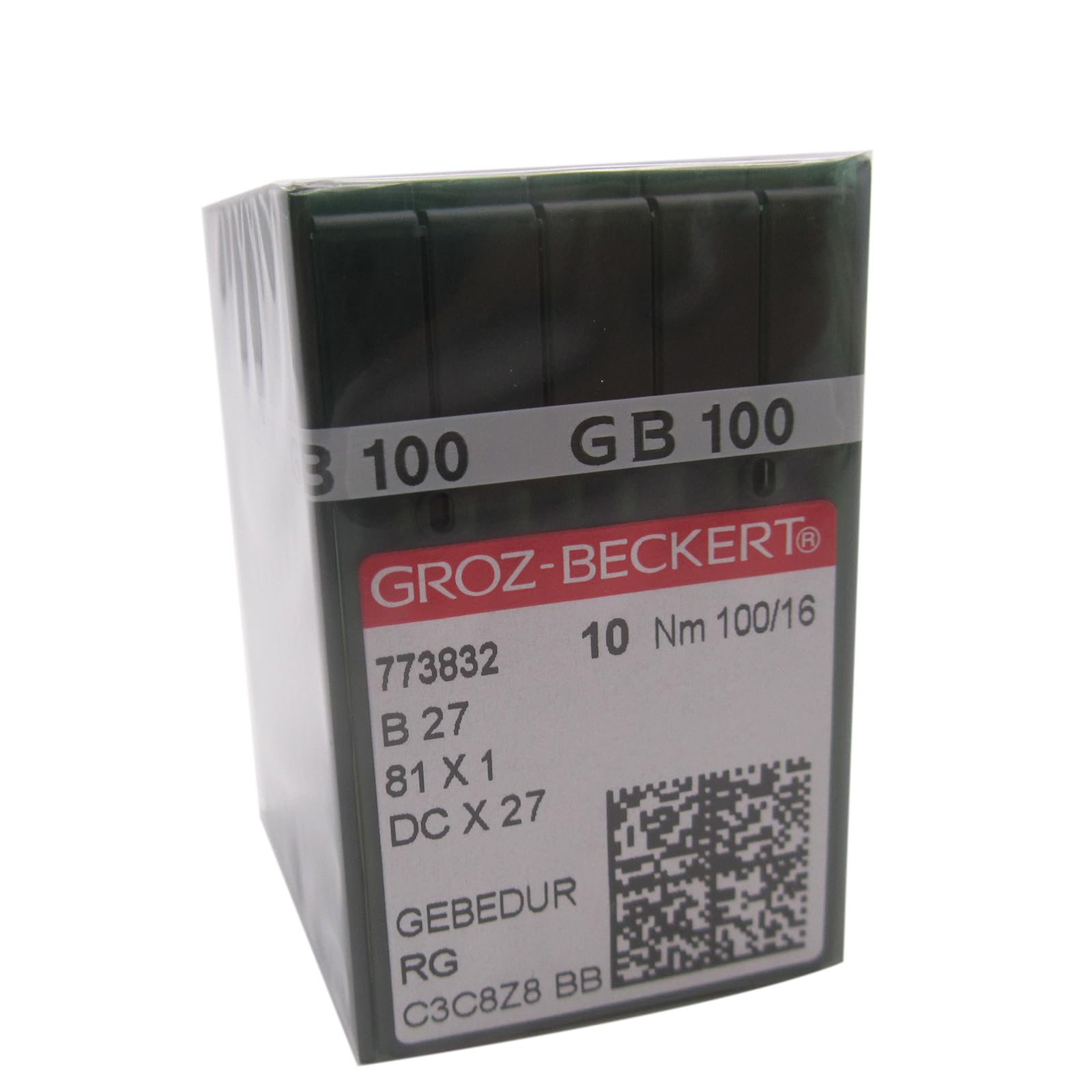 GROZ-BECKERT Igła w przezroczystym plastikowym pudełku CKPSMS - 100 szt. B27 Groz Beckert Gebedur tytanowe przemysłowe igły do szycia owerloków (rozmiar drutu: 16/100 RG)