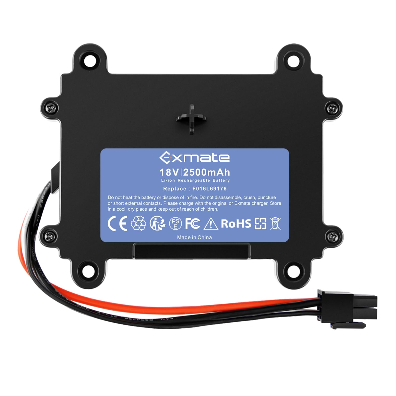 Exmate Batterie 2500 mAh compatible avec Bosch Indego 350, 400, M 700, M+ 700, S+ 350, S+ 400 - Batterie au lithium 18 V