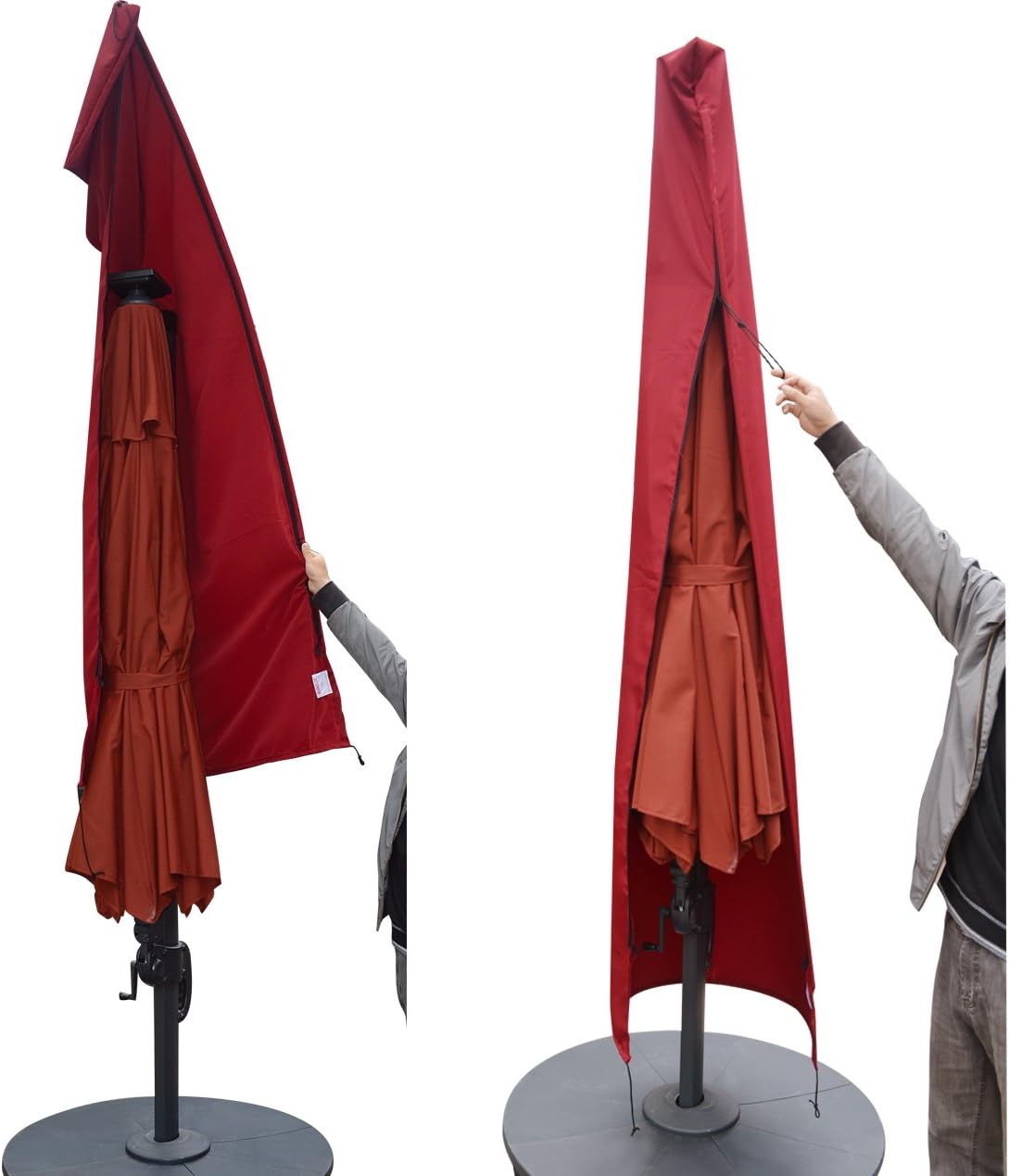 Roma Umbrella Cover Protective Patio Winter Hanging Outdoor Furniture Protector-Burgundy