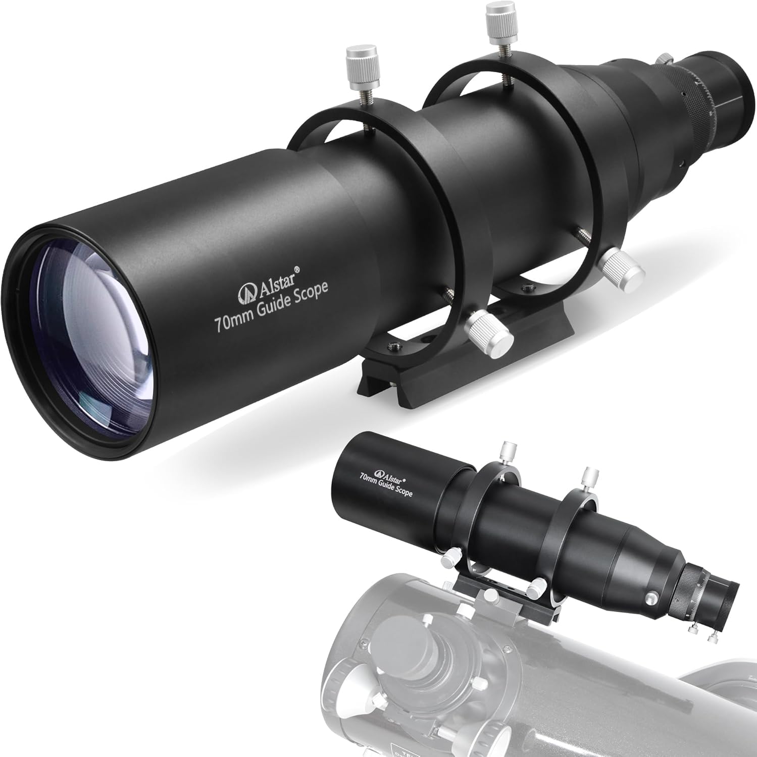 Alstar Finder Scope Guide Scope 70mm Compact Deluxe Finders & Guidescope Kit with 1.25 Inch Double Helical Telescope Focuser for Astronomical