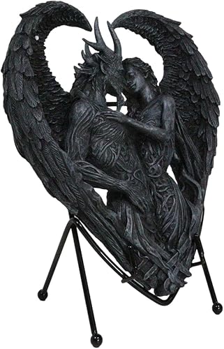 Miniatura 4 de Ebros Gift Solemne Voto Inocencia Demonio Satanás Pit Lord Abrazando Lilith Dark Angel Corazón Placa Decoración Escultura de Escritorio con soporte