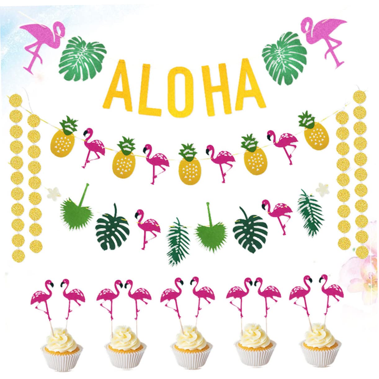 ibasenice 3stücke Hawaiian Party Dekoration Mit Aloha Banner Tropischen Girlanden Und Zubehör Für Sommer Garten Und Strandpartys Atmosphäre Für Jeden Anlass