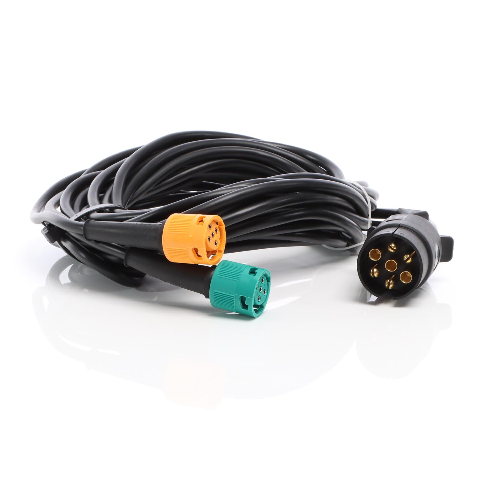 XPOtool Câble remorques 7 Broches de 5 m – avec 2 connecteurs 5 Broches – pour Alimentation des Feux arrière des Remorques et Caravanes