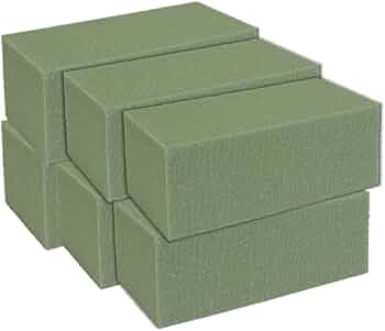 Premium Dry Floral Foam Blocks for Flower Arrangements 6pk, Styrofoam Block for Artificial Flowers & Plant Decoration, Great for Crafts, Green Foam Bricks, Florist Foam Brick Flower Foam Block In Bulk