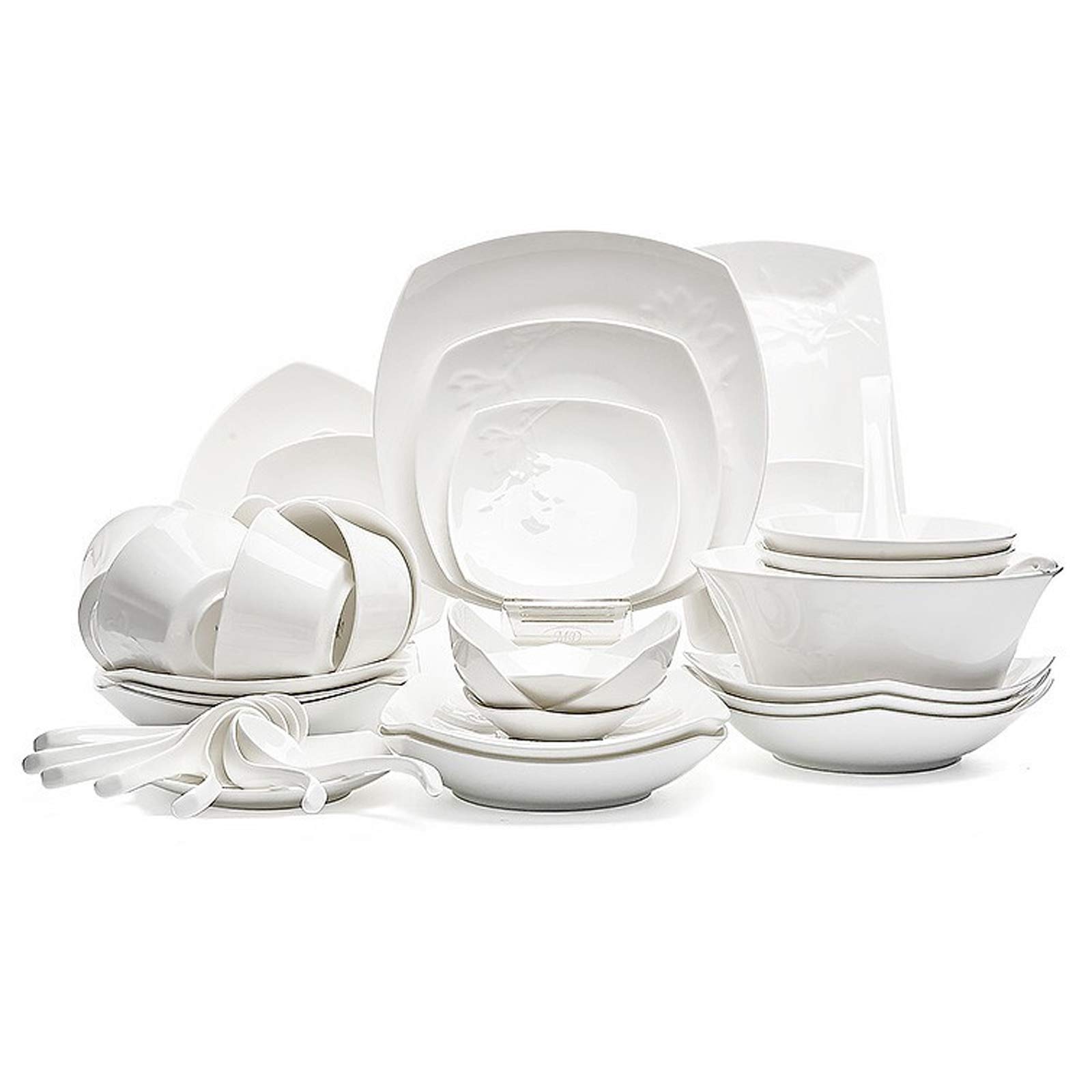 Ceramiczny zestaw zastawy stołowej, eleganckie porcelanowe talerze i miski do jadalni i na prezent