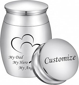 Customized Small Cremation Keepsake Urns for Human Ashes Mini Cremation Urn Small Funeral Urns for Ashes Stainless Steel Cremation Funeral Urn-My Dad My Hero My Angel