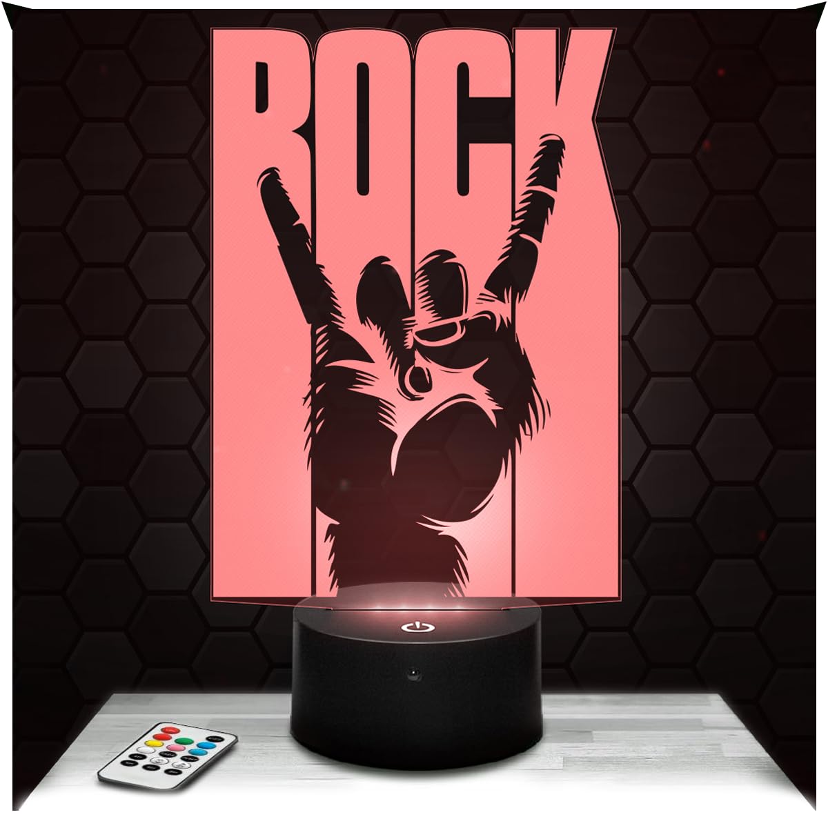 Lampephoto.fr - Hand Rock'n'Roll 3D Lamp Decoration Rock Collection Gift Idea for Men and Women Hand Rock'n'Roll Object Nightlight Adult Bedroom Decor, Original Christmas, Gift Idea for Men and Women
