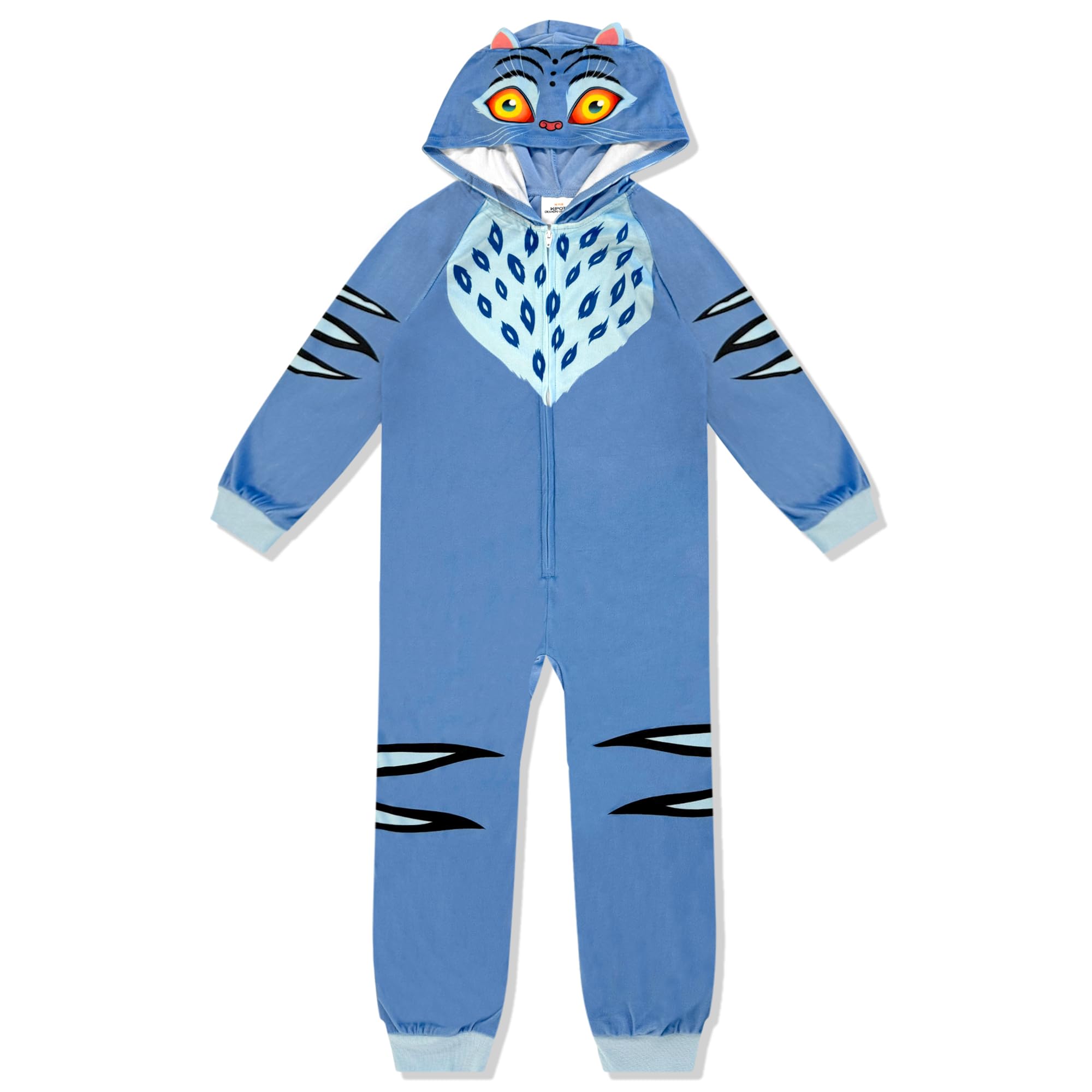 Kpop Demon Hunter Kids Onesie Pajamas - Boys Girls Long Zip Up Hooded Blanket Sleeper, One Piece Costume - Official License