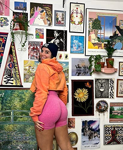 Abonlen Women Scrunch Seamless 2 Piece Workout Shorts High Waisted Yoga Shorts Gym Running Athletic Biker Shorts (Medium, Carmine-Blue) #TOP3