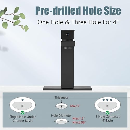 Miniatura 4 de Aolemi Grifo de baño de una sola manija, 1 agujero, montaje en cubierta, lavabo para lavabo de lavabo RV con placa de cubierta y montaje de drenaje