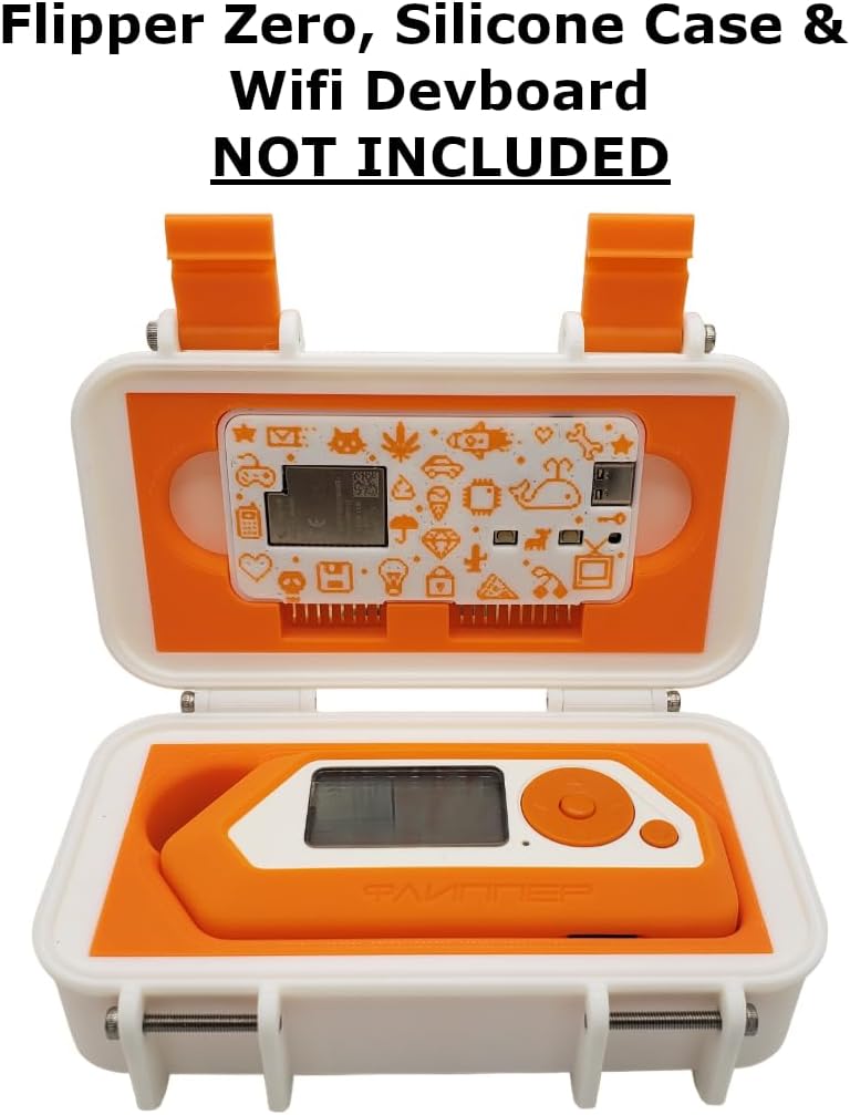 Flipper Zero Box Art Case with WiFi Devboard Adapter - Strong Pelican Style 3D Printed Box with Fitted Adapters